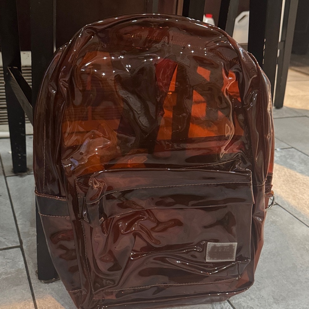 Urban Outfitters Clear Brown PVC Backpack - Picture 2 of 3